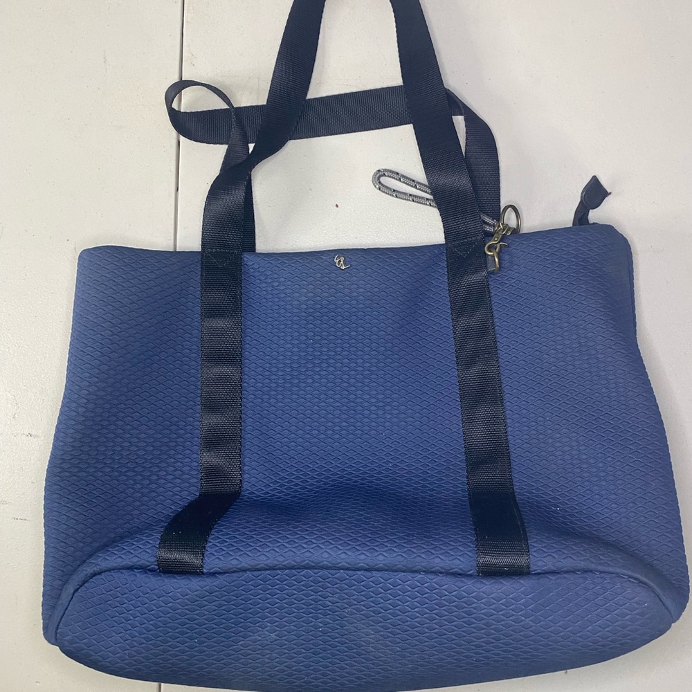 Elliott Lucca Olvera Neoprene Navy Blue Laptop Weekender XL Tote With Tassel